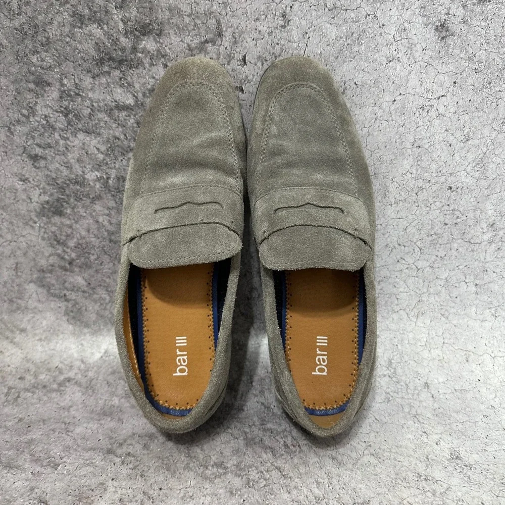Bar III Baldwinn Penny Loafer Mens 8 Gray Suede Dress Shoes F35877 Slip On